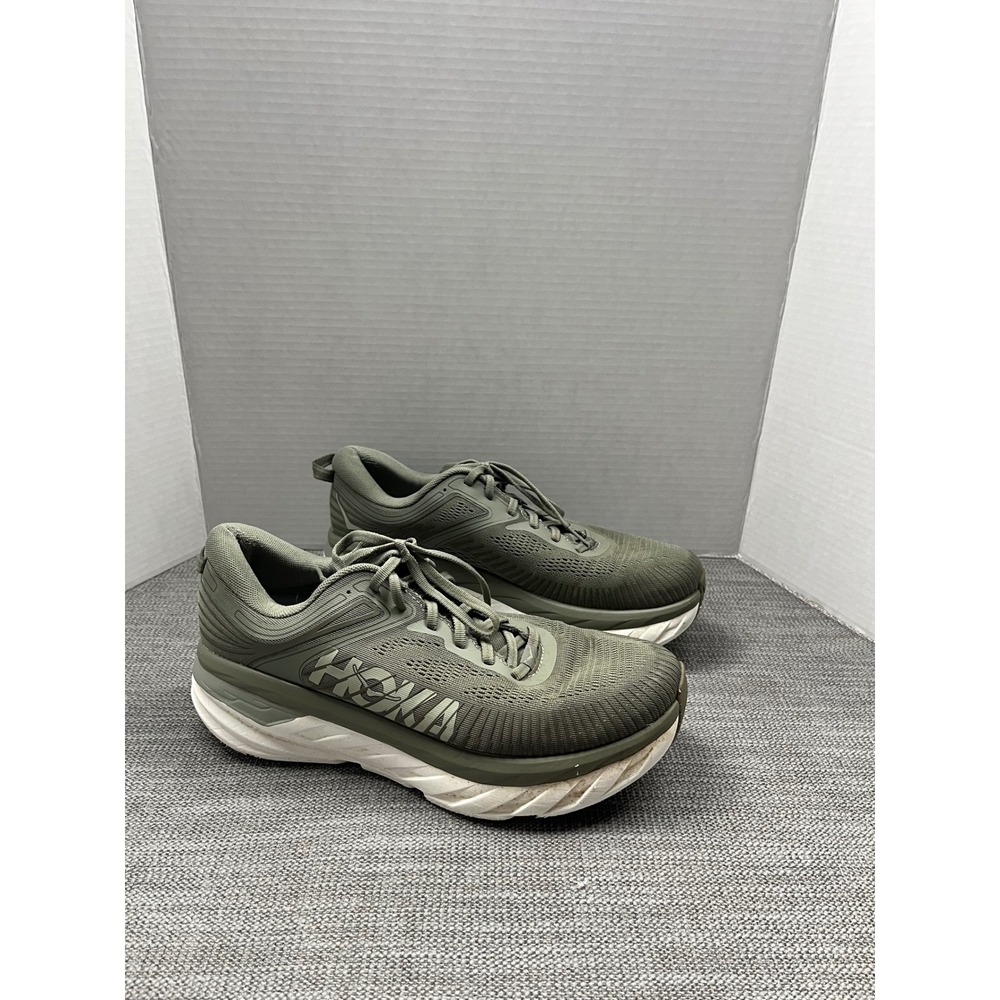 Hoka Bondi 7 Running Shoes Mens 10 2E Green Wide Sneakers